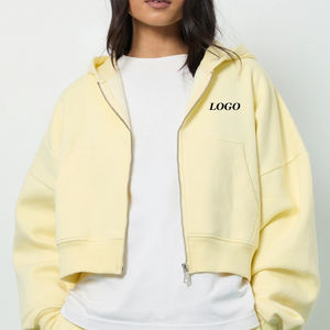 เสื้อฮู้ดครอปซิปสำหรับผู้หญิง ผ้าฟลีซหนา 350GSM รุ่น 2026 / เสื้อฮู้ดครอปซิปสำหรับผู้หญิง สวมใส่สบาย ทรงครอป เหมาะสำหรับฤดูหนาว - Product Image 1