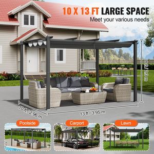 Pergola Retrattile Moderna 10 X 13 per Esterni con Tettoia in Alluminio, Gazebo Parasole - Product Image 5