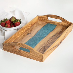 Plateau de service rectangulaire en bois de design moderne, plateau en bois d'acacia massif naturel, vente en gros - Product Image 1