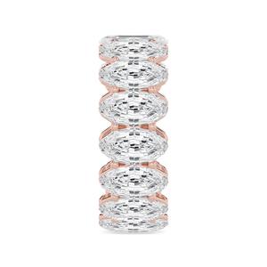 Bagues de mariage en or rose 9K avec diamants de laboratoire 11.11 ctw, taille ovale longue et éclatante, bijoux fins de luxe, ensemble de bagues pour femme - Product Image 4