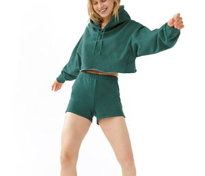 Sudadera Corta con Capucha para Mujer, Mezcla de Algodón Suave, Sudadera con Capucha de Manga Larga, Top Informal Deportivo para Gimnasio, Entrenamiento, Ropa Deportiva Urbana - Product Image 1