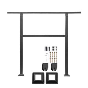 Kit Corrimano per Scale Esterne a 2-3 Gradini, in Acciaio al Carbonio Nero, con Barra Orizzontale a Tubo Quadro, Dispositivi di Assistenza - Product Image 1
