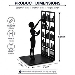 Creative Metal <b>Bookend</b> With Woman Silhouette Design For Desk Storage Organization - Product Image 3