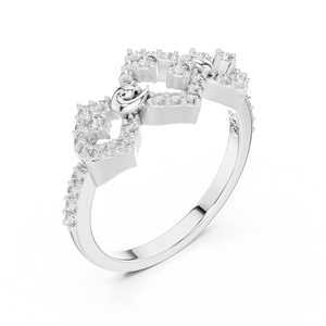 Ensemble de bagues en diamant de laboratoire pour femme EMPRESS RADIANCE, or blanc 18 carats plaqué rhodium, classique, pour fiançailles, fête, mariage, glamour, usage quotidien - Product Image 3