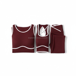 Women's Yoga Workout Set Solid Ribbed Breathable Custom OEM Wholesale - Product Image 5