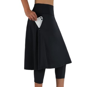 <b>Women</b> Modest <b>Skirt</b> High Waist Solid <b>Black</b> Color A-Line Breathable Knitted Nylon Casual All Seasons OEM Anti-Bacterial - Product Image 3