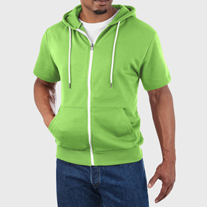 Sudadera con Capucha y Cremallera de Manga Corta para Hombre, Moderna y Elegante, Ropa Deportiva de Alta Calidad, Color Sólido, Prenda Deportiva a la Moda para Hombre - Product Image 4