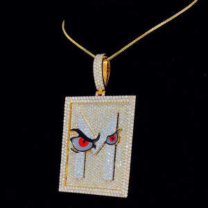 Hip Hop encanto 925 Starling plata chapado en oro colgante para hombres diamante blanco esmalte ojo colgante joyería fina - Product Image 4