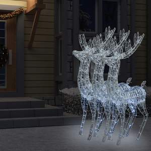 Ensemble XXL de 3 lumières de Noël en acrylique blanc froid en forme de rennes - Product Image 6