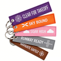 Porte-clés personnalisé en tissu brodé pour l'équipage de vol, étiquette de bagage en tissu avec logo personnalisé, style jet tag aviation
