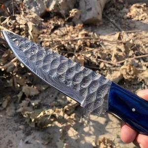 Handmade Damascus Steel Bushcraft Hunting Skinner <b>Knife</b> EDC Survival <b>Knife</b> Burnt <b>Bone</b> and Wood <b>Handle</b> <b>Knives</b> - Product Image 5