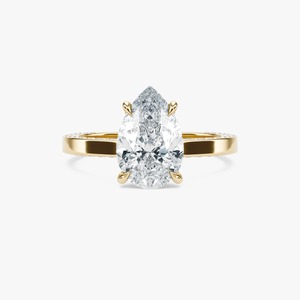 Anillo de Diamante de Laboratorio en Forma de Pera de 2.5CT, Oro Amarillo, Anillo de Compromiso y Boda - Product Image 2