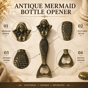 Abridor de Botellas de Hierro Fundido con Forma de Sirena Antigua, Herramienta Decorativa Vintage para Bar, Vino, Cerveza, Cocina, Hogar, Restaurante |   Abrebotellas Metálicos - Product Image 5