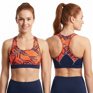 Sujetador Deportivo Atlético para Mujer, Diseño Personalizado, Azul, Estampado Abstracto, Espalda Cruzada, Top Corto, Compresión Elástica, para Entrenamiento Físico - Product Image 6