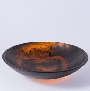 Bol de service en résine ambre dorée effet marbre, résistant à la chaleur, non revêtu, poli, design moderne, fabrication impériale, vaisselle pour la maison - Product Image 5