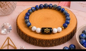 Bracelet extensible unisexe fait main en pierres naturelles œil de tigre et cristal craquelé, breloque zodiacale Lion, cadeau idéal - Product Image 2