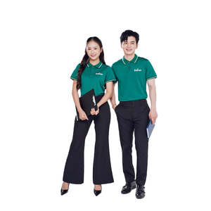 Conjunto de Uniforme Personalizable para Personal Promocional, Camiseta Polo de Poliéster Tejido y Delantal para Cafetería, Restaurante, Panadería, Ropa de Trabajo - Product Image 1