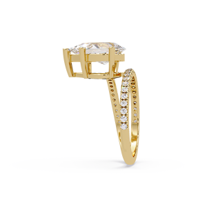 Luxury 14K 18K Pure Gold Wedding <b>Rings</b> 1CT 2CT 3CT IGI Certified Open wrap Pear Solitaire Lab Grown Diamond for Women's Jewelry - Product Image 4