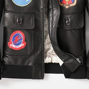<b>Top</b> <b>Gun</b> 17 Badges Men's Polyester Stand Collar Aviator Jacket Breathable Windproof Thick Winter High Street Style Patchwork - Product Image 6