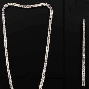 Bracelet chaîne géométrique unisexe en or plaqué 18 carats avec diamants taille radiant sertis en canal, bijoux de luxe raffinés - Product Image 1