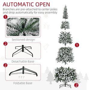 Albero di Natale Artificiale in Pino Sottile Non Illuminato da 2,7 m con Rami Realistici e 1084 Punte, Effetto Neve - Product Image 5