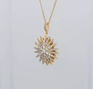 สร้อยคอชุบทอง14K/18K สีเหลืองสร้อยคอจี้เพชรรูปดาวกระจายสำหรับห้องปฏิบัติการปลูกเพชรกลมสร้อยคอโซ่กลม - Product Image 4