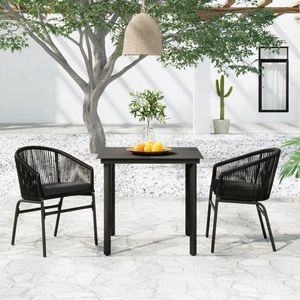 Set da pranzo Patio nero 3 pezzi per uso giardino - Product Image 1