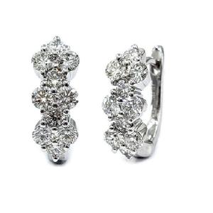 Precio de fábrica al por mayor, entrega rápida, oro blanco sólido de 18 quilates, pendientes de aro rellenos de oro redondo con diamantes naturales para regalo de mujer - Product Image 1