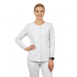 Chaqueta Médica Profesional OEM para Mujer, Chaqueta de Enfermera con Cierre de Botones, Cuello Redondo y Puños Acanalados, Uniforme de Hospital - Product Image 1