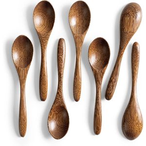 7 cucharas de madera de Padauk de 5.8 pulgadas, pequeñas cucharas para té y café, cucharitas de miel, cucharas diminutas de madera de Bambú - Product Image 1