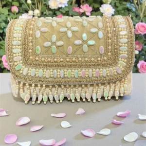 กระเป๋าคลัทช์ปักลายคริสตัลเพชรประดับมุกสำหรับงานเลี้ยงงานแต่งงาน ทำมือสำหรับสุภาพสตรี - Product Image 3