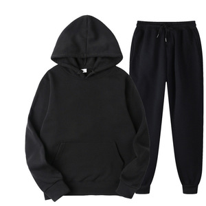 Unisex Brown Cotton Eco-friendly Lightweight 2 1 Design Tracksuit Hoodie Pants Set Solid Color Casual Regular Fit Full Length - Product Image 6