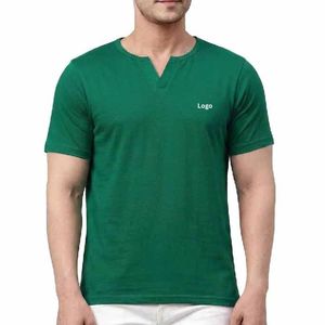 Camisetas Personalizadas de Alta Calidad 100% Algodón de Manga Corta para Hombre, Lisas, de Secado Rápido, Transpirables, Cuello en V, Servicio OEM - Product Image 2