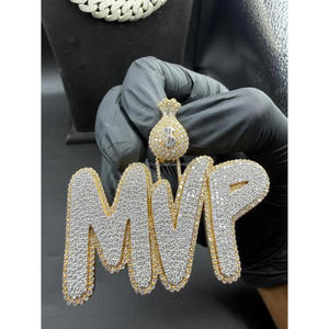 จี้ห้อยคอแบบกำหนดเอง "MVP" ประดับเพชรโมอิสซาไนต์รูปถุงเงิน สไตล์ฮิปฮอป สร้อยคอทองคำ ประดับเพชรระยิบระยับ ของขวัญสำหรับผู้ชายและผู้หญิง - Product Image 1