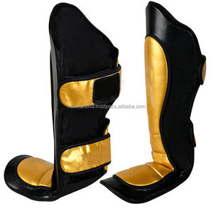 Protège-tibias de boxe personnalisés de haute qualité avec logo sur mesure, marque privée, en cuir PU, équipement d'entraînement unisexe - Product Image 4