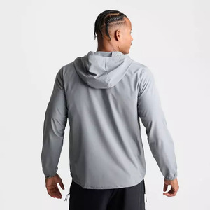 Sweat à capuche zippé coupe-vent gris clair pour homme, en polyester, coupe droite, vêtement d'extérieur décontracté pour l'automne - Product Image 3