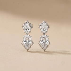 Women's 18K White Gold Pear Cut Lab Grown <b>Dangle</b> <b>Diamond</b> <b>Earrings</b> IGI Certified Classic Style Wedding Jewelry Wholesale Price - Product Image 1