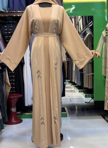 Abaya parapluie tendance, style Dubaï, ornée de perles et de paillettes, à manches longues, traditionnelle musulmane, faite à la main, pour mariage, respirante, col en V pour femme - Product Image 5