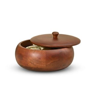 Wooden Chapati <b>Box</b> with Lid Round Roti Storage Container Bread <b>Box</b> for Chapati Paratha Snacks Natural Finish - Product Image 1