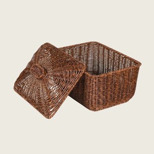 Cesta de Almacenamiento Rectangular de Ratán Marrón Antiguo al por Mayor con Tapa para Hogar, Hotel, Resort, Dormitorio, Armario, Organizador y Decoración - Product Image 2