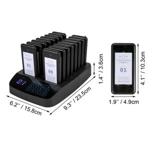 Sistema de Llamada Inalámbrico para Restaurantes F101, 16 Pagers, Máximo 98 Bips, Teclado Táctil, Vibración, Luz Intermitente, para Hoteles y Servicios - Product Image 4