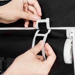 Organisateur de placard portable noir, housse en tissu non tissé, étagères imperméables, cadre en tube d'acier robuste, tringle de suspension mobile, 6 - Product Image 6
