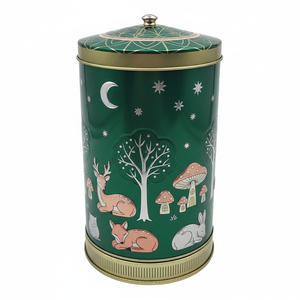 กล่องดีบุกทรงกลมลายดนตรีแบบนูน สำหรับบรรจุภัณฑ์ของขวัญคุกกี้ - Product Image 1