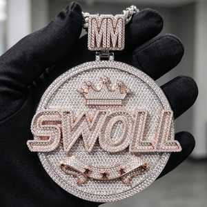 Colgante de Plata con Moissanita en Forma de Palmera, Estilo Hip Hop, con Incrustaciones de Diamantes, para Hombre - Product Image 5