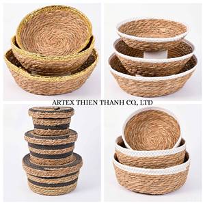 Elegant Braided Water Hyacinth <b>Basket</b> Natural Woven <b>Storage</b> Organizer for Home Decor OEM Supplier in Vietnam - Product Image 1