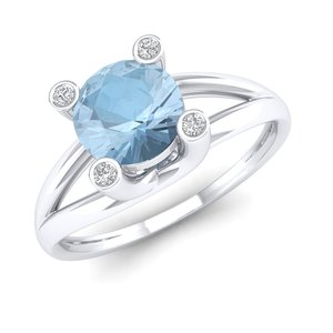 Anillo de Moissanita con Piedra de Nacimiento de Plata de Ley 925 de Claridad VVS, el Más Vendido de REYES, Precio al por Mayor, Joyería con Gema de Aguamarina - Product Image 2