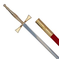 Épée Cérémonielle Universelle Premium avec Poignée Dorée et Fourreau Rouge – Ensemble de Régalia Maçonnique Royal pour Garde d'Honneur et Accessoire d'Uniforme de Défilé
