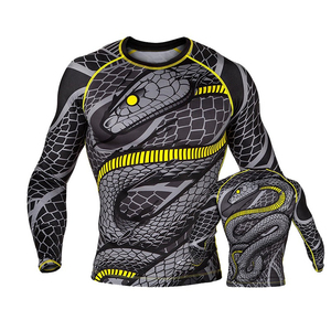 เสื้อรัดกล้ามเนื้อแขนยาวสำหรับ MMA BJJ ลายพิมพ์มังกรแบบกำหนดเอง เสื้อสำหรับฝึกซ้อมในยิม รับผลิตแบบ OEM แบรนด์ส่วนตัว ขายส่ง - Product Image 3