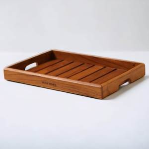 Plateau de service rectangulaire en bois fait main, plateau rectangulaire en bois naturel pour le petit-déjeuner, le café, le thé, les collations, les fruits et l'élégance - Product Image 5