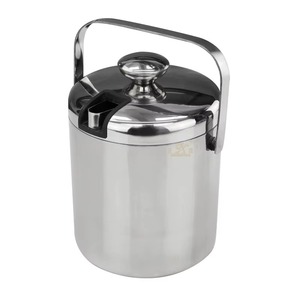 Stainless Steel Round Ice <b>Bucket</b> <b>With</b> <b>Lid</b> And Handle Double Wall Minimalist Design Party Cooler - Product Image 3
